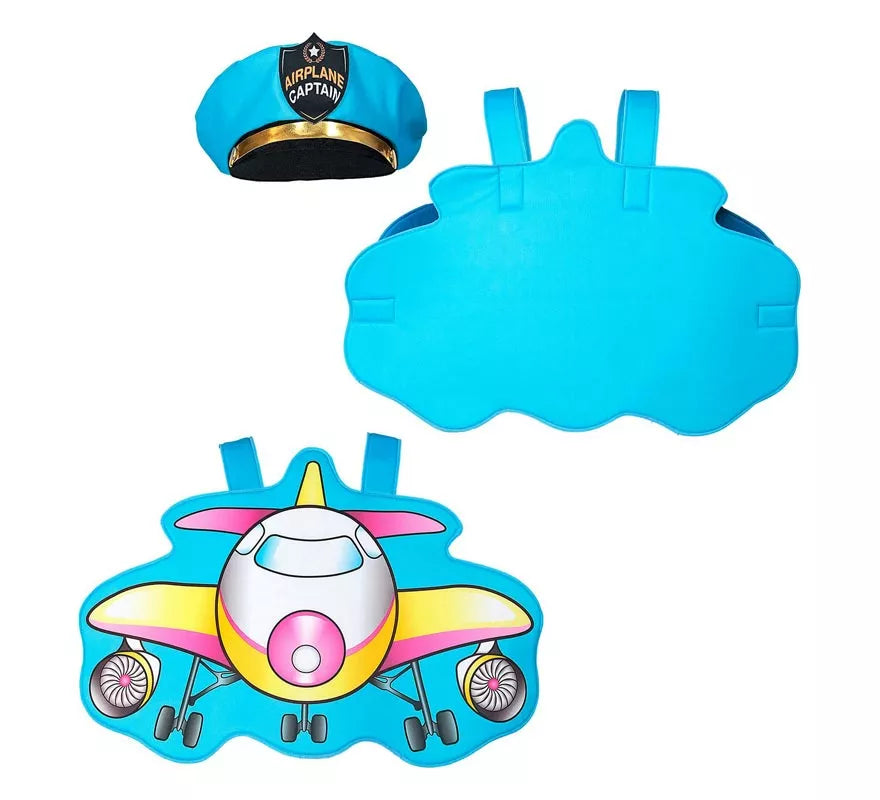 Translation missing: fr.Disfraz de Piloto azul Avión con gorro para niños