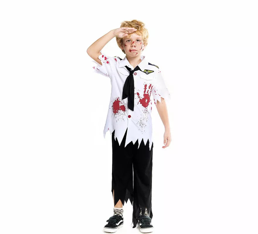 Translation missing: fr.Disfraz de Piloto de Avión Zombie para niño