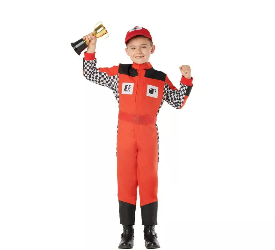 Translation missing: fr.Disfraz de Piloto de Carreras Rojo para Niños