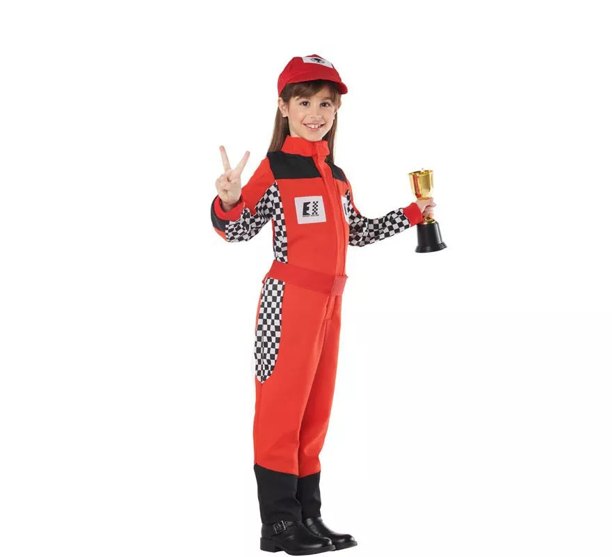 Translation missing: fr.Disfraz de Piloto de Carreras Rojo para Niños