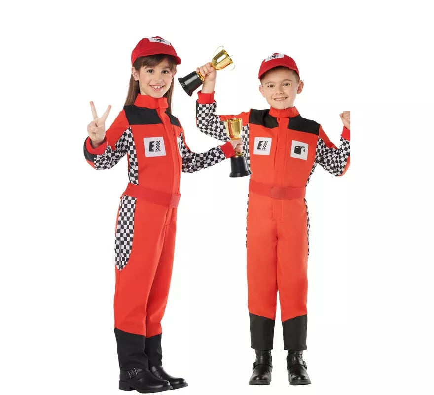 Translation missing: fr.Disfraz de Piloto de Carreras Rojo para Niños