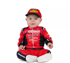 Déguisement de pilote rouge et noir avec chapeau pour bébé et garçon
