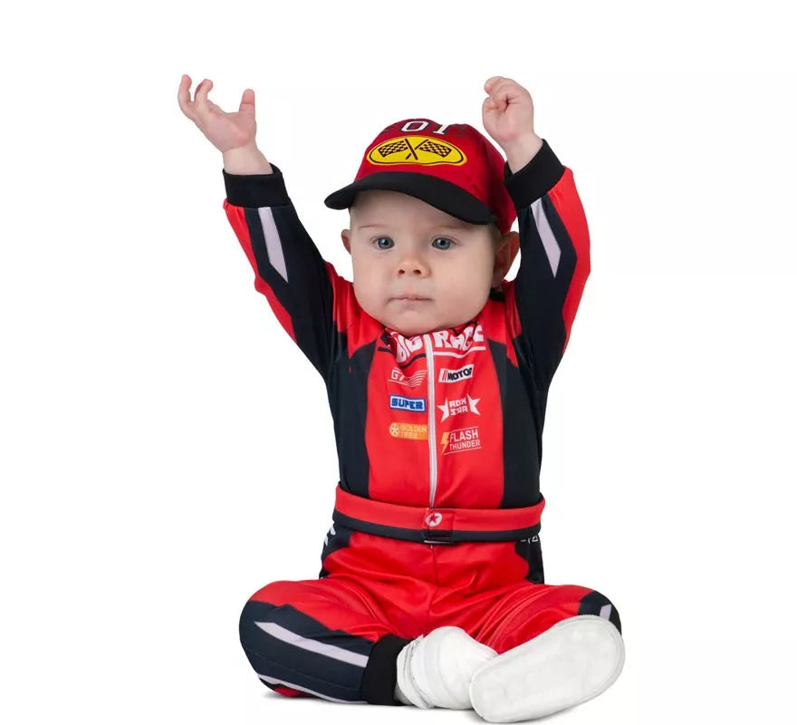 Translation missing: fr.Disfraz de Piloto rojo y negro con gorro para bebé y niño