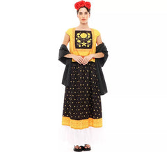 Déguisement Frida Kahlo jaune et noir femme