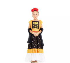 Déguisement Frida Kahlo jaune et noir fille