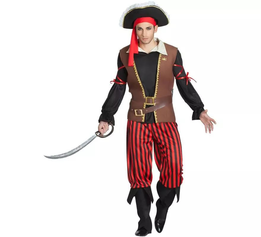 Translation missing: fr.Disfraz de Pirata a rayas para hombre