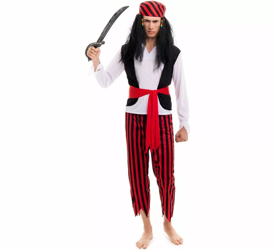 Translation missing: fr.Disfraz de Pirata a rayas para hombre