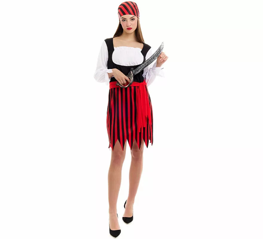 Translation missing: fr.Disfraz de Pirata a rayas para mujer