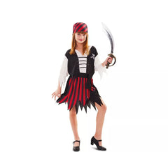 Déguisement de Pirate à Rayures et Noir pour fille