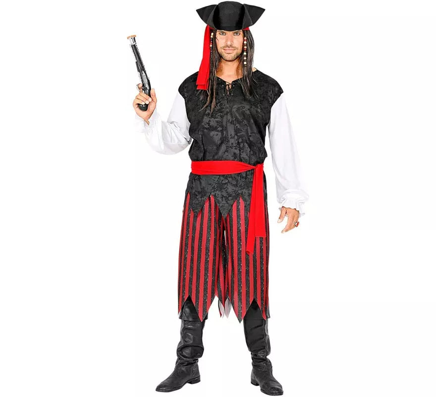 Translation missing: fr.Disfraz de Pirata del Caribe a rayas para hombre