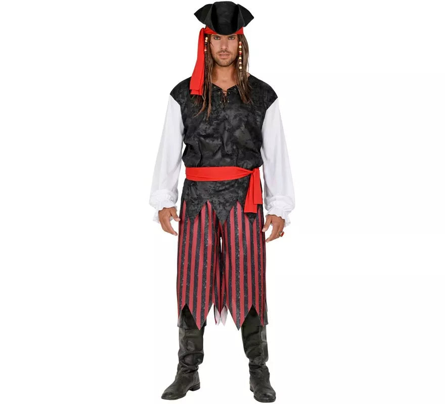 Translation missing: fr.Disfraz de Pirata del Caribe a rayas para hombre