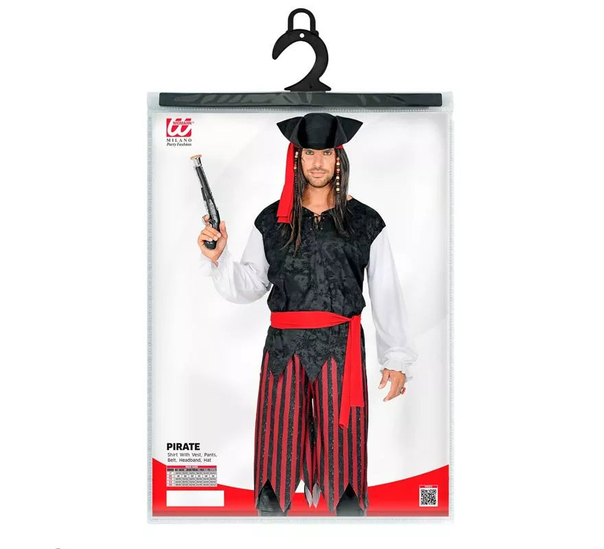Translation missing: fr.Disfraz de Pirata del Caribe a rayas para hombre