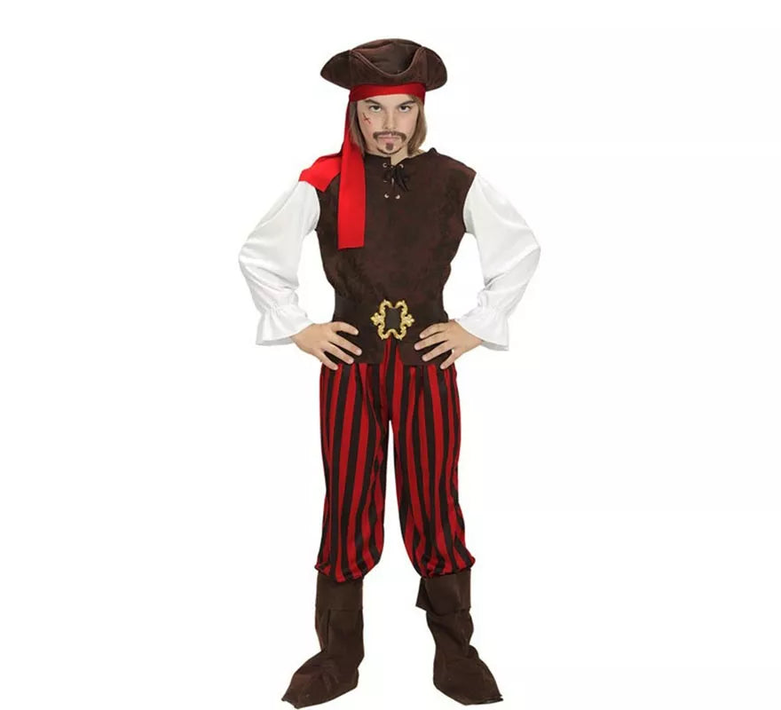 Translation missing: fr.Disfraz de Pirata del Caribe a rayas para niño