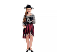 Costume de pirate fantôme rayé fille