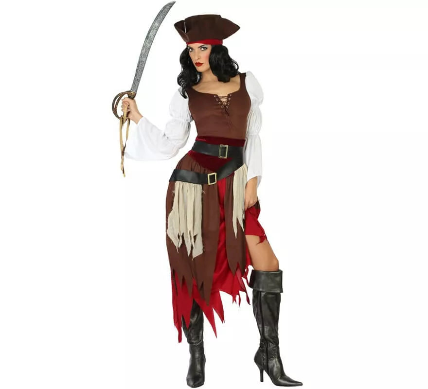 Translation missing: es.Disfraz de Pirata Marrón para mujer
