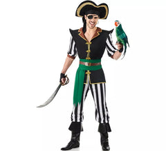 Déguisement pirate perroquet noir et vert homme