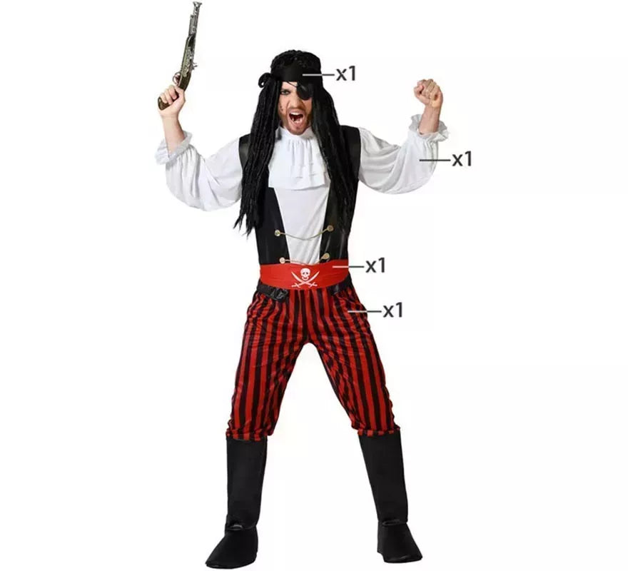 Translation missing: fr.Disfraz de Pirata Rayas para hombre