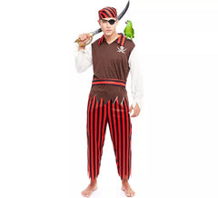 Déguisement pirate rayé rouge homme