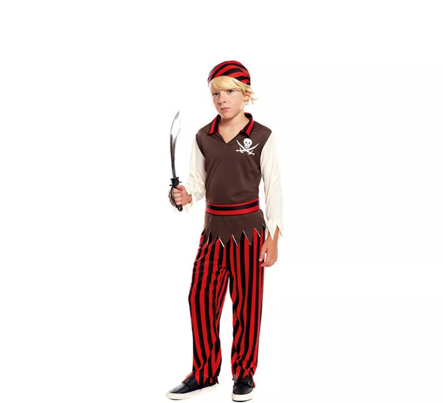 Translation missing: fr.Disfraz de Pirata rojo a rayas para niño