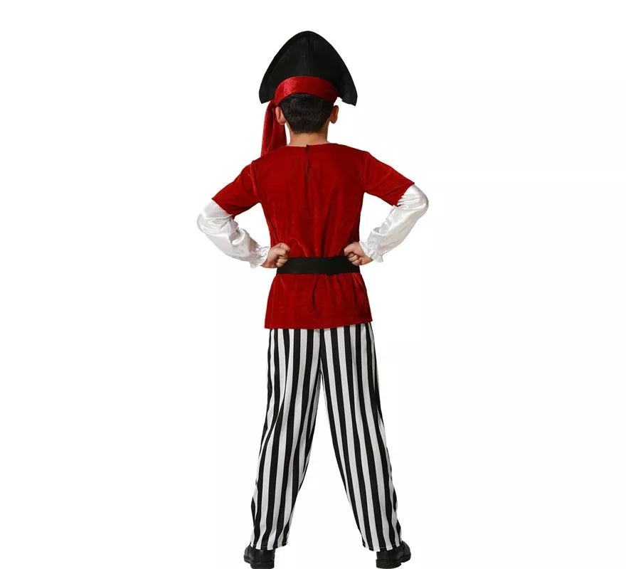 Disfraz de Pirata rojo con gorro para niños