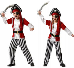 Déguisement de pirate rouge avec chapeau pour enfant