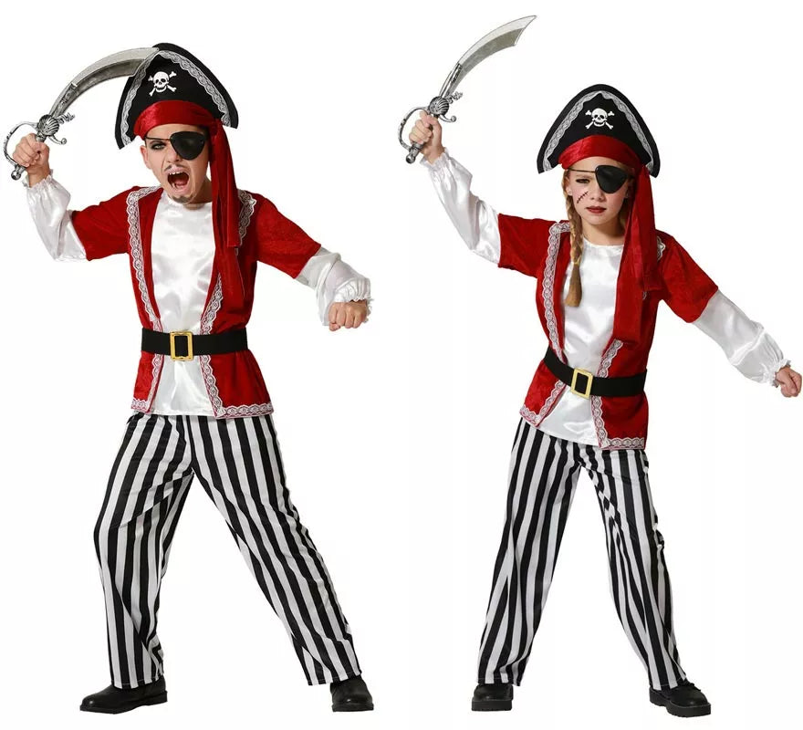 Translation missing: fr.Disfraz de Pirata rojo con gorro para niños