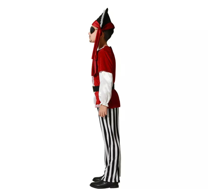 Translation missing: fr.Disfraz de Pirata rojo con gorro para niños