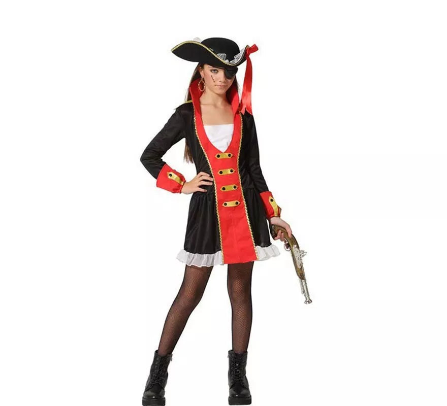 Translation missing: fr.Disfraz de Pirata Rojo y Negro para niña