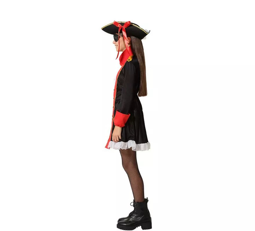 Translation missing: fr.Disfraz de Pirata Rojo y Negro para niña