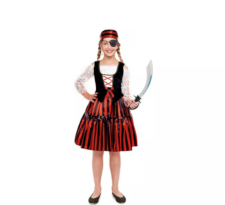 Translation missing: fr.Disfraz de Pirata Stripes Clásica para niña