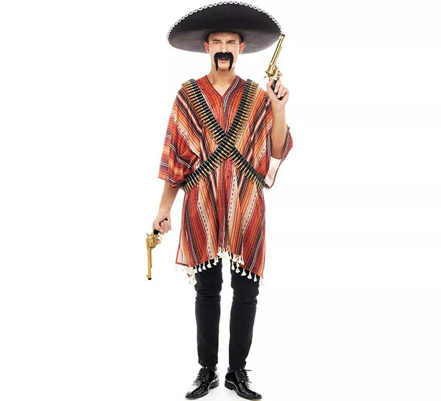 Translation missing: fr.Disfraz de Pistolero Mexicano con Poncho para hombre