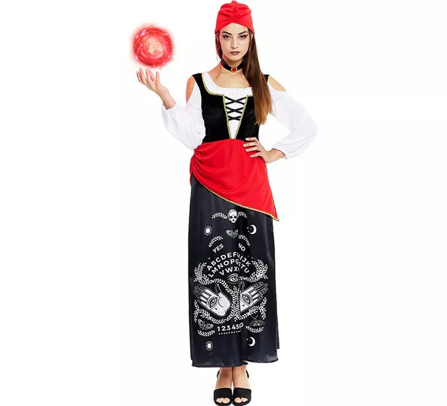 Translation missing: fr.Disfraz de Pitonisa con turbante rojo para mujer