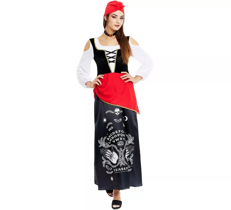 Translation missing: fr.Disfraz de Pitonisa con turbante rojo para mujer
