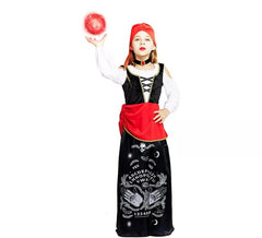 Déguisement de pythonisse avec turban rouge pour filles et adolescentes