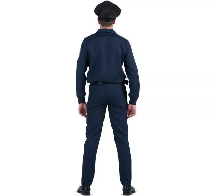 Translation missing: fr.Disfraz de Policía azul con cinturón para hombre