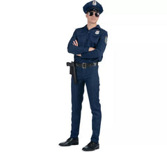 Déguisement de police bleu avec ceinture pour homme