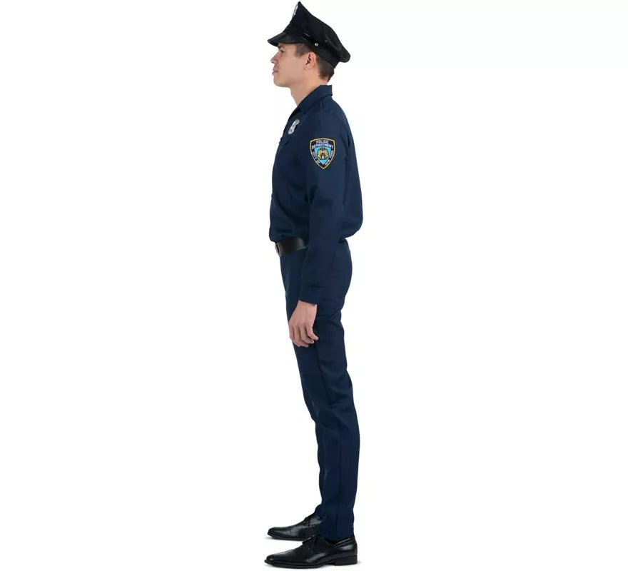 Translation missing: fr.Disfraz de Policía azul con cinturón para hombre