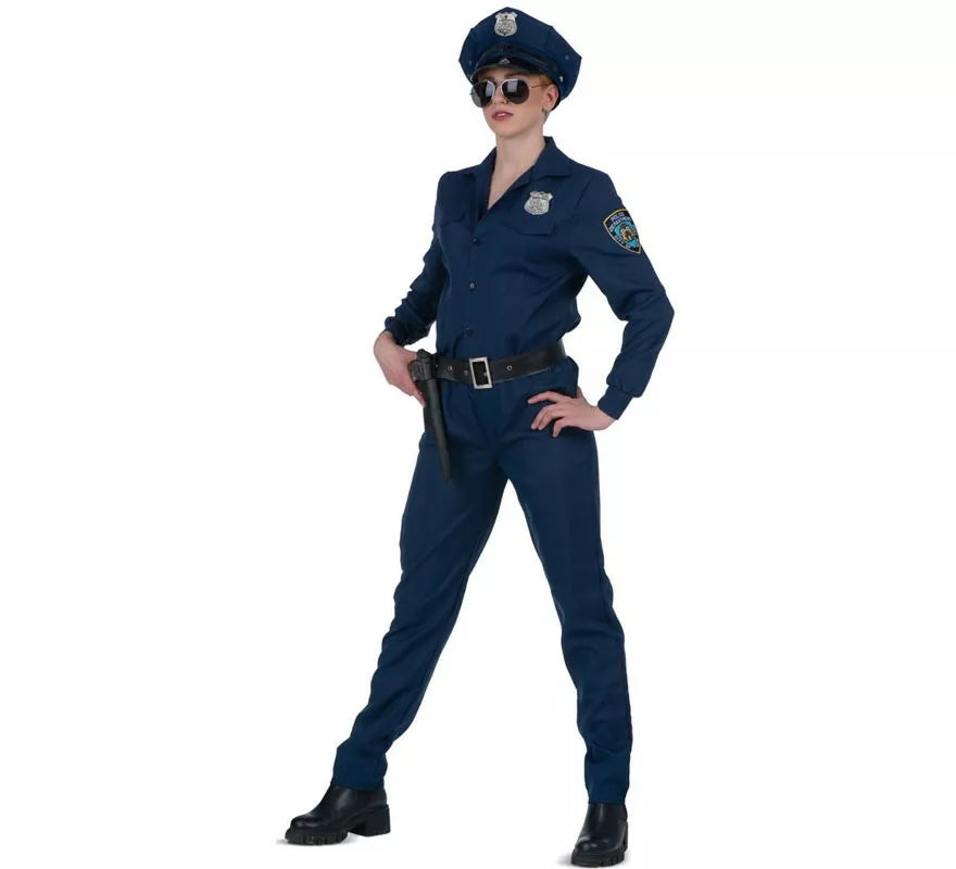 Translation missing: fr.Disfraz de Policía azul con cinturón para mujer