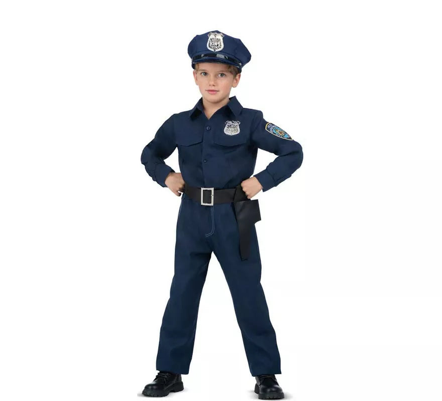 Translation missing: fr.Disfraz de Policía azul con cinturón para niña