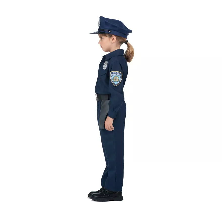 Disfraz de Policía azul con cinturón para niña