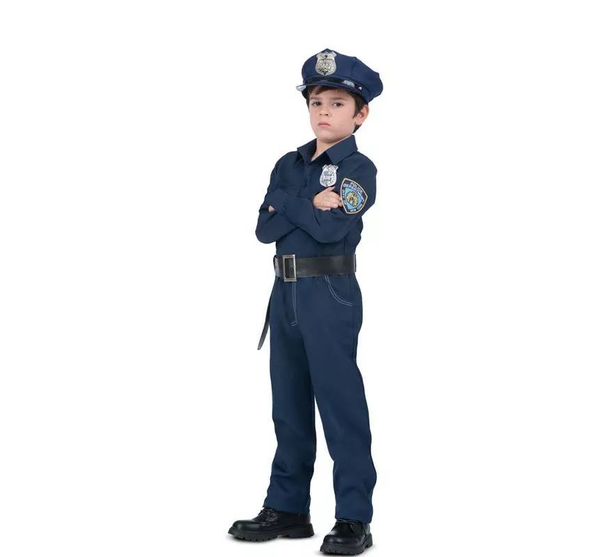 Translation missing: fr.Disfraz de Policía azul con cinturón para niño
