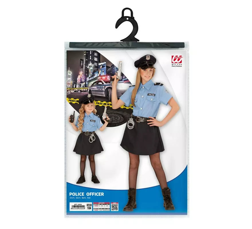 Translation missing: fr.Disfraz de Policía azul con gorro para niña y adolescente
