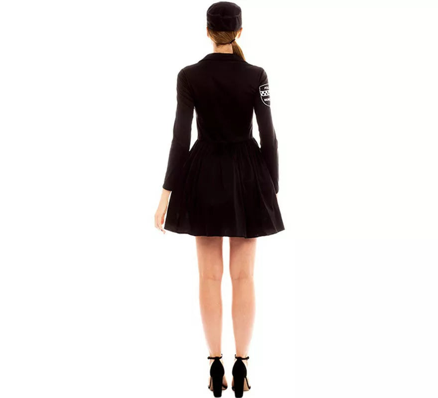 Disfraz de Policía en Vestido Negro y Amarillo para mujer