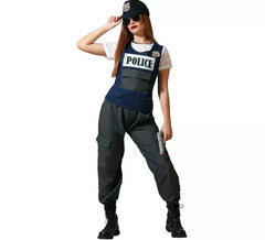 Déguisement de policier noir avec casquette femme