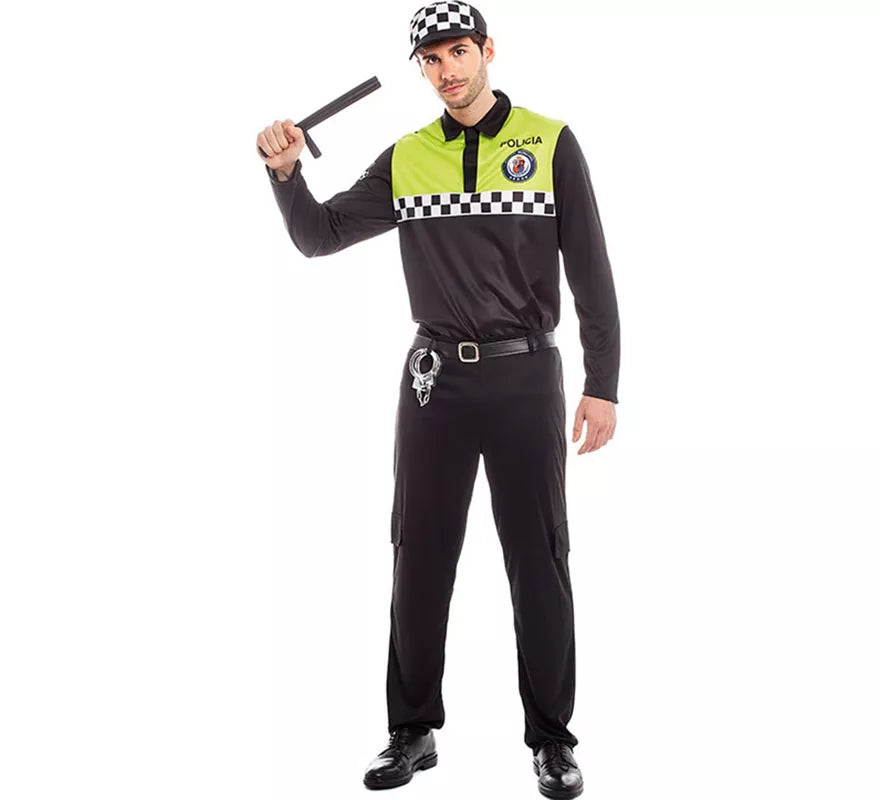 Translation missing: fr.Disfraz de Policía Negro y Amarillo para Hombre