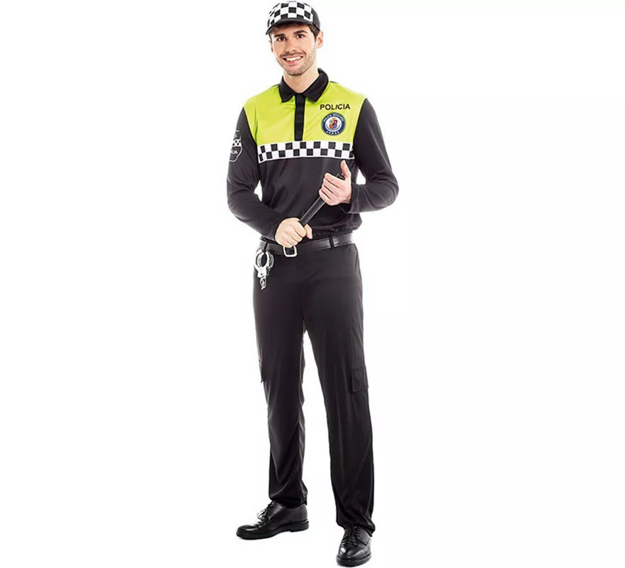 Translation missing: fr.Disfraz de Policía Negro y Amarillo para Hombre
