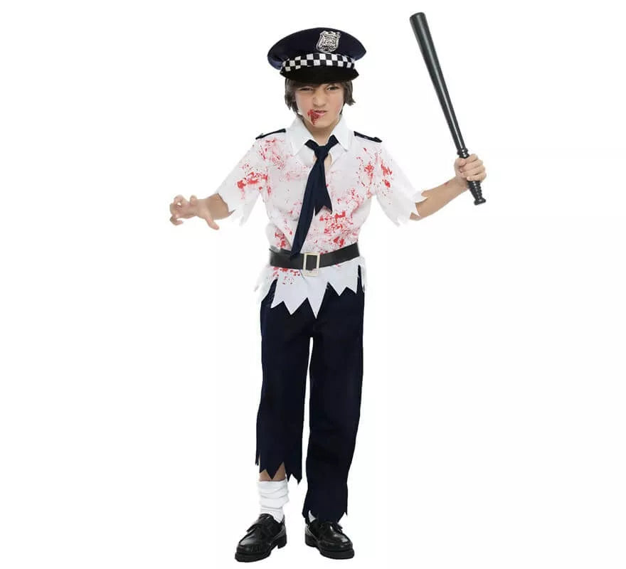 Translation missing: fr.Disfraz de Policía Zombie para niño