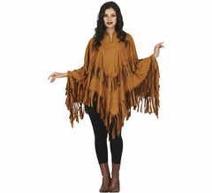 Déguisement poncho indien marron femme