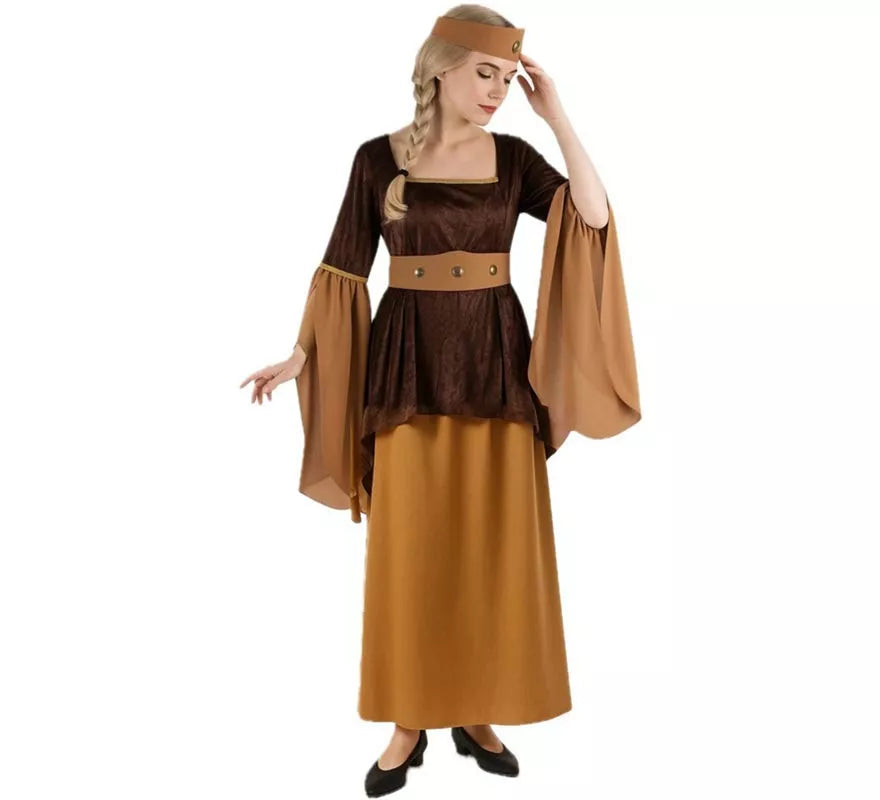 Translation missing: fr.Disfraz de Posadera Medieval marrón para mujer
