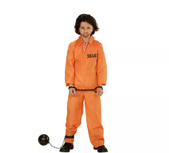 Costume de prisonnier avec carte d'identité orange pour garçon